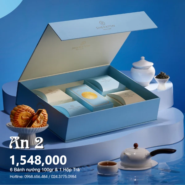 Bánh trung thu sheraton Hộp An 2 - 4 Bánh và Trà