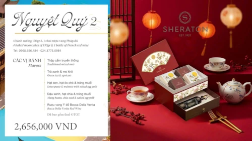 Bánh trung thu sheraton - Nguyệt Qúy 2 Hộp 4 Bánh với Rượu vang Ý