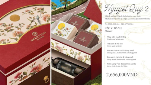 Bánh trung thu sheraton - Nguyệt Qúy 2 Hộp 4 Bánh với Rượu vang Ý